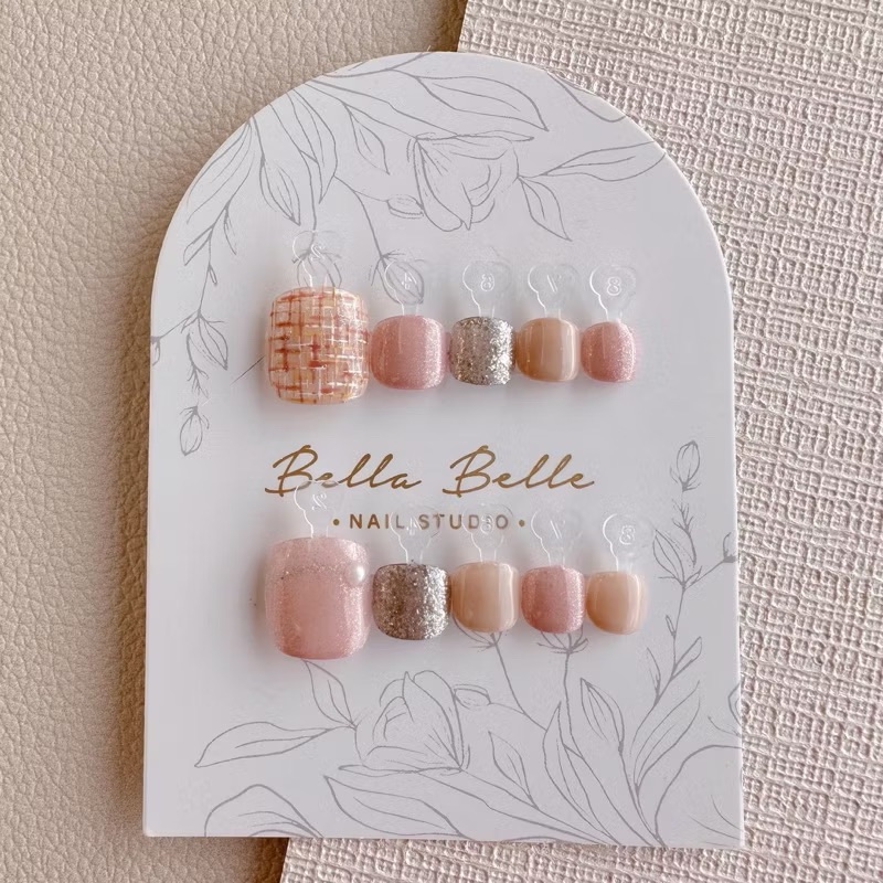 [Bella Belle]   腳趾 毛呢春櫻 腳穿戴甲 穿甲片訂製 新娘美甲 甲片 甲片訂製