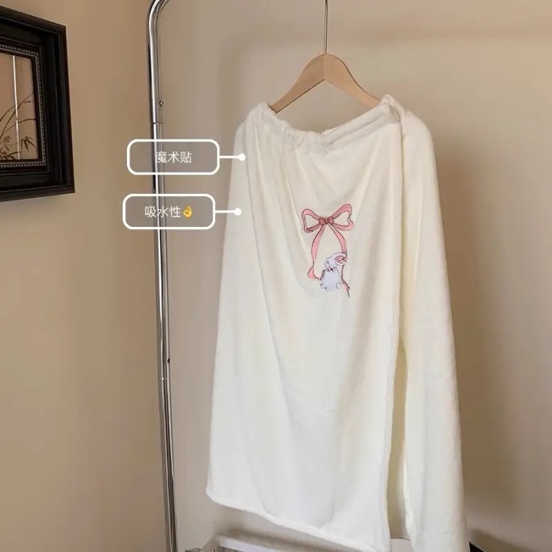 蝴蝶結白兔ins風全身一體裹巾