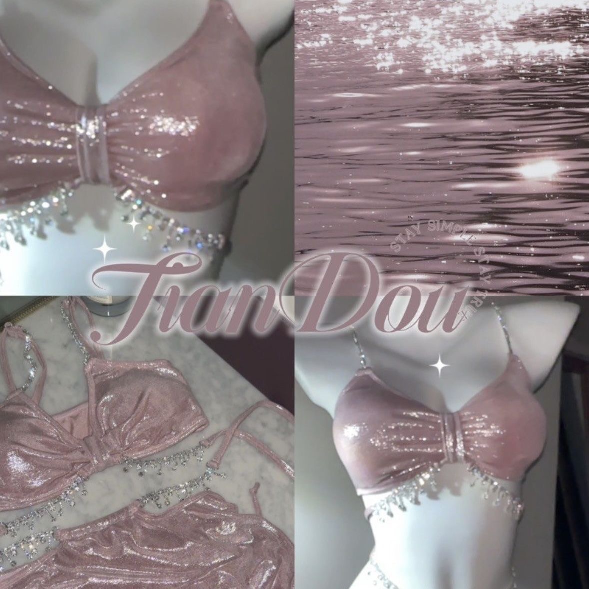 高級感水光鏈條辣妹比基尼三件套