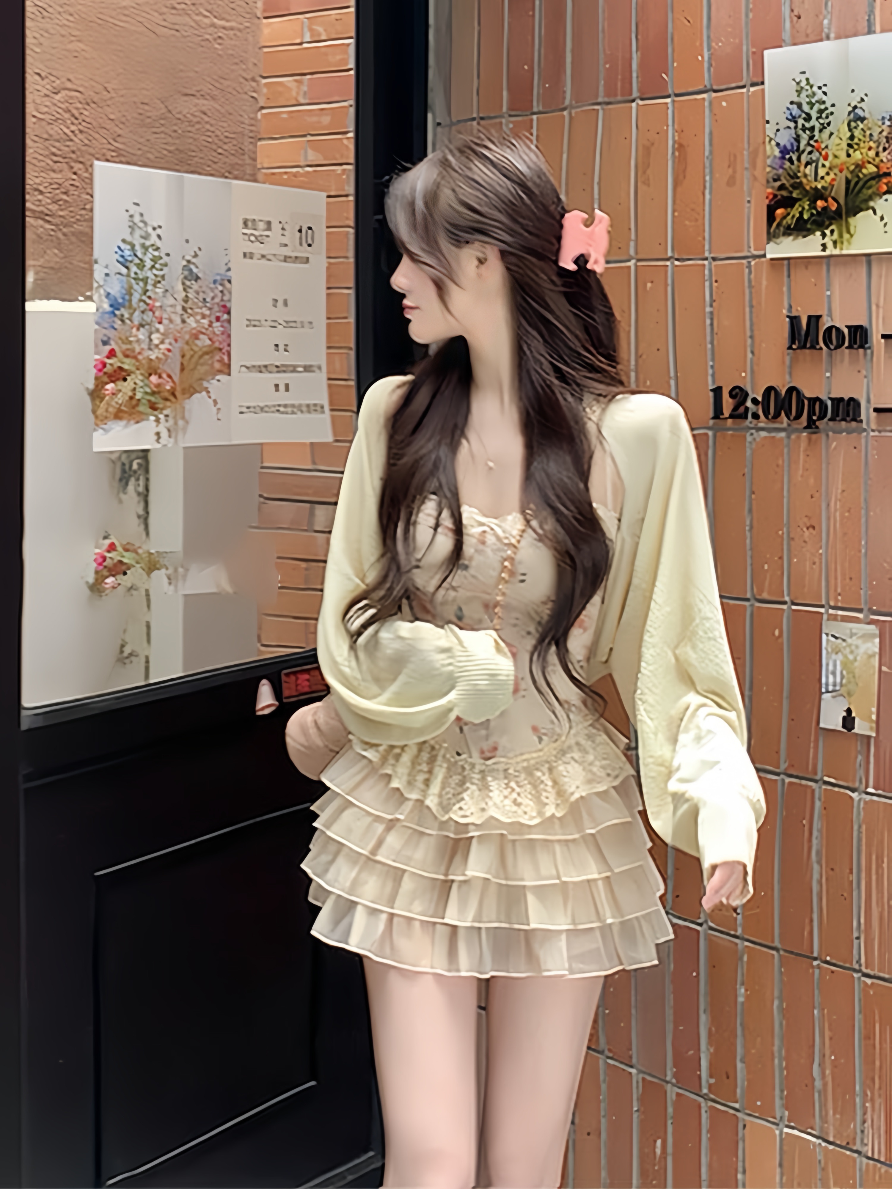 溫柔甜美開衫吊帶半身裙套裝