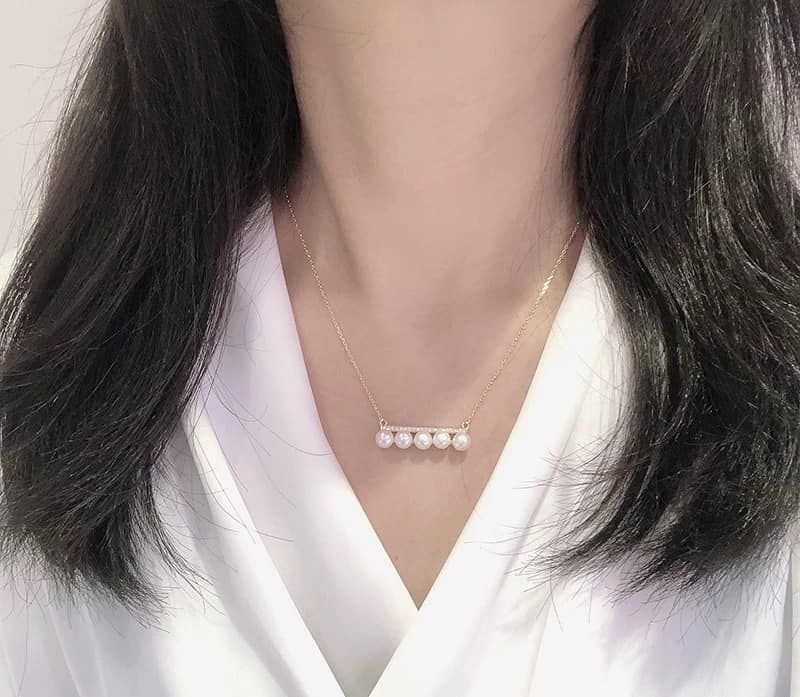 助夏季增添一份優雅氣質，#天然淡水珍珠 平衡木珍珠項鏈