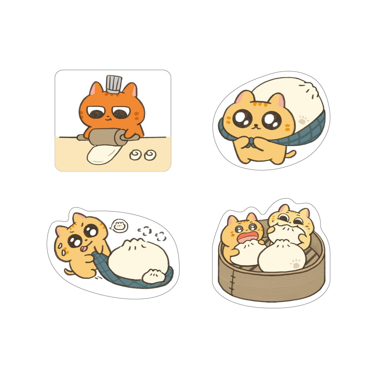 三薯小籠包防水貼紙二入組