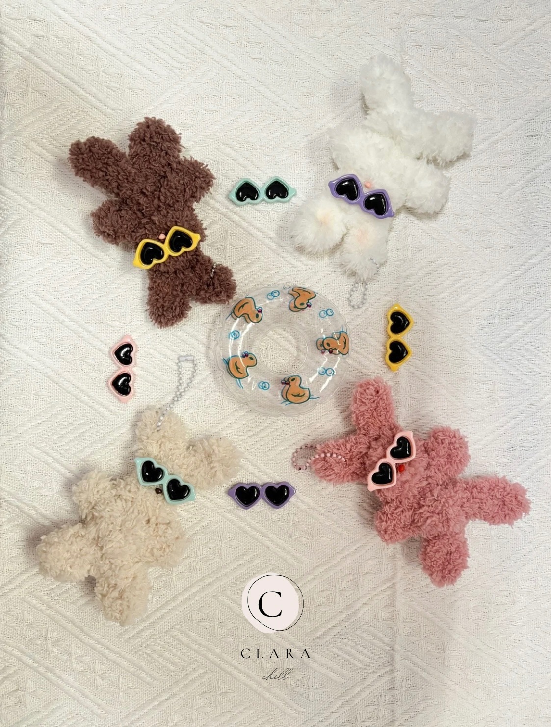 韓國流行手工製作毛料娃娃/墨鏡兔子款