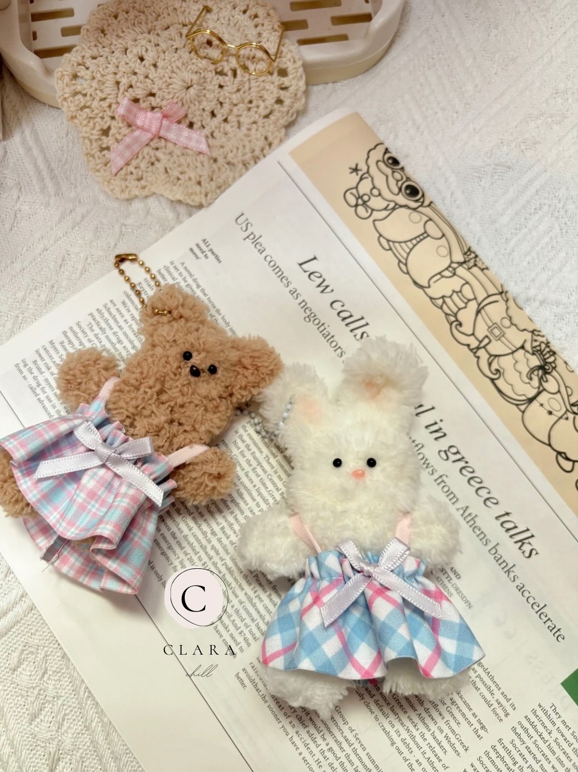 韓國流行手工製作毛料娃娃/包包吊飾/夏日渡假款