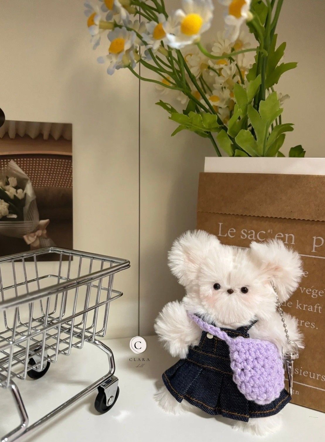 韓國流行手工製作毛料娃娃/包包吊飾/休閒小白熊