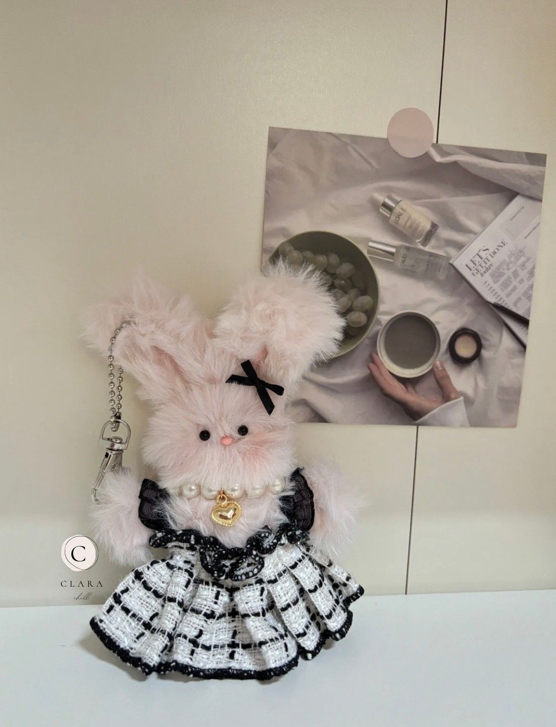 韓國流行手工製作毛料娃娃/包包吊飾/奢華夢幻小兔