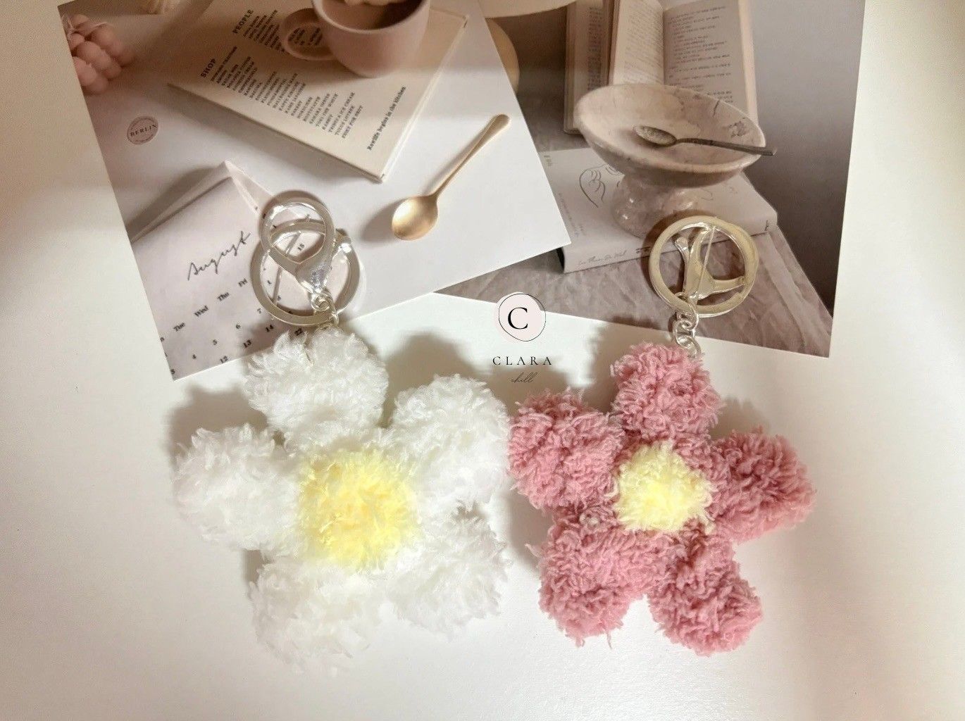韓國流行手工製作毛料娃娃/包包吊飾/春日の小花