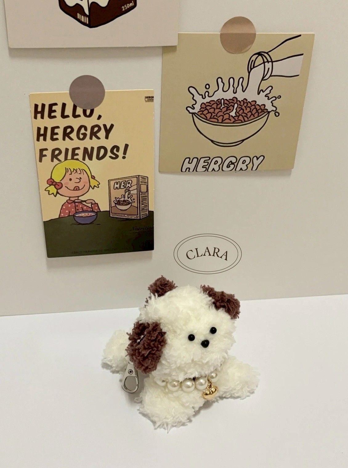 韓國流行手工製作毛料娃娃/雙色巧克力牛奶狗勾