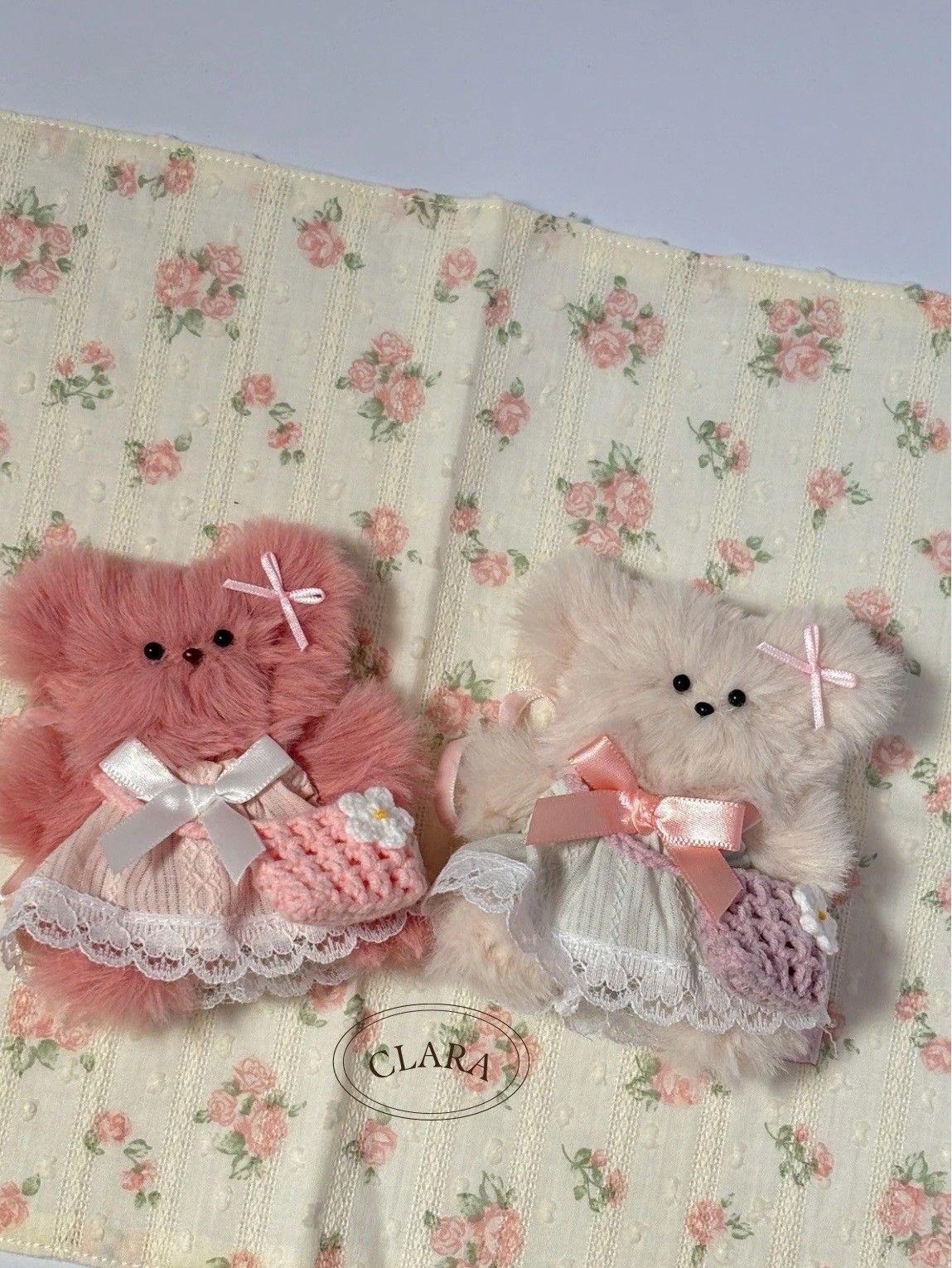 韓國流行手工製作毛料娃娃/包包吊飾/暖心午茶熊熊組