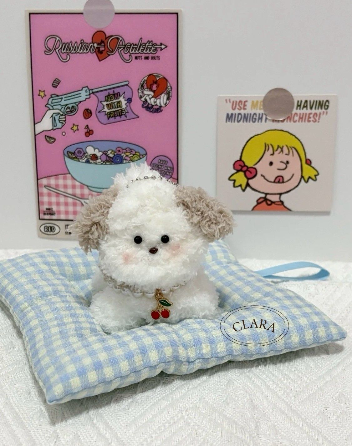 韓國流行手工製作毛料娃娃/包包吊飾/闆娘同款快樂小狗