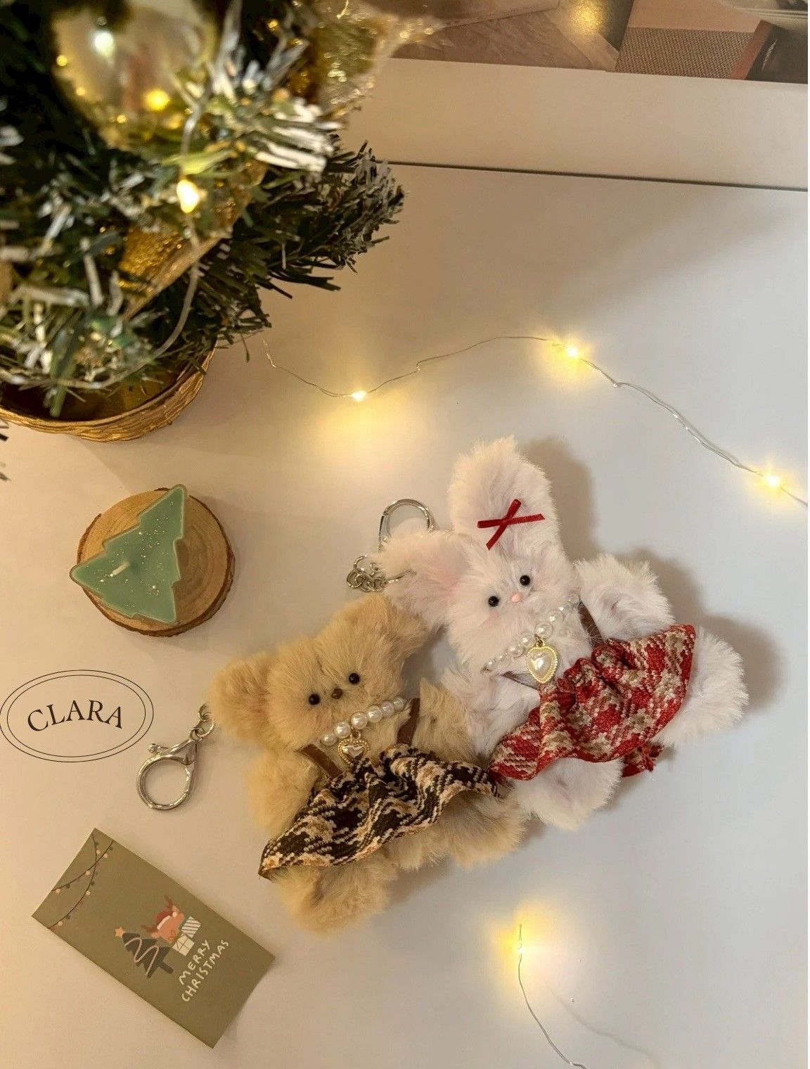 韓國流行手工製作毛料娃娃/包包吊飾/冬季相親相愛禮盒組