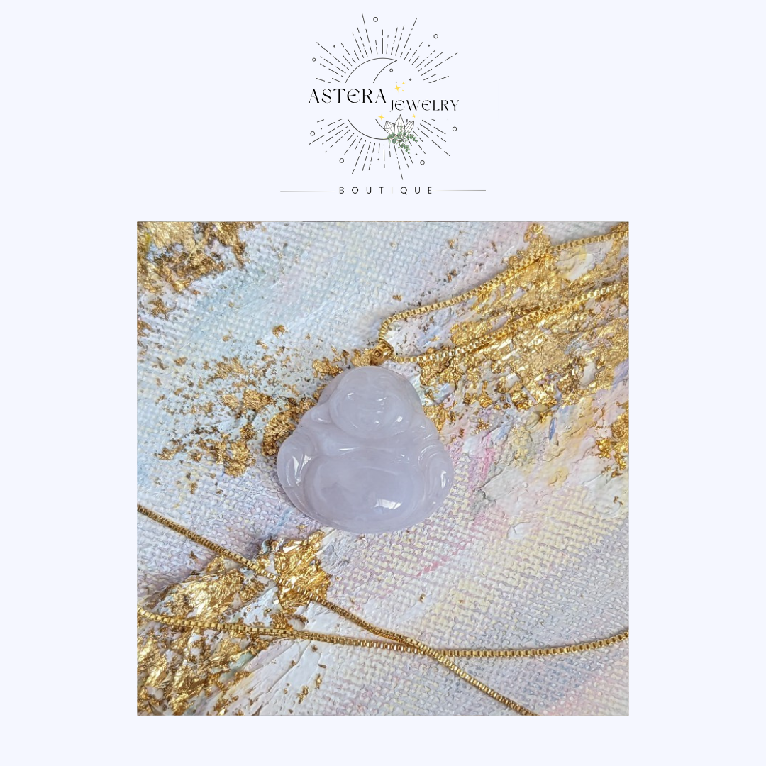 天然緬甸A貨翡翠~冰紫佛公（18K金扣頭，項鍊）