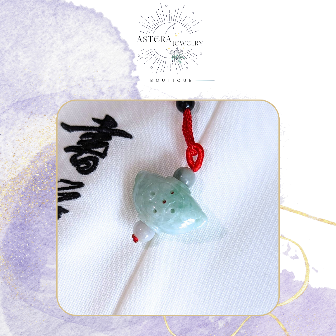 天然緬甸A貨翡翠~元寶把把壺（吊飾）