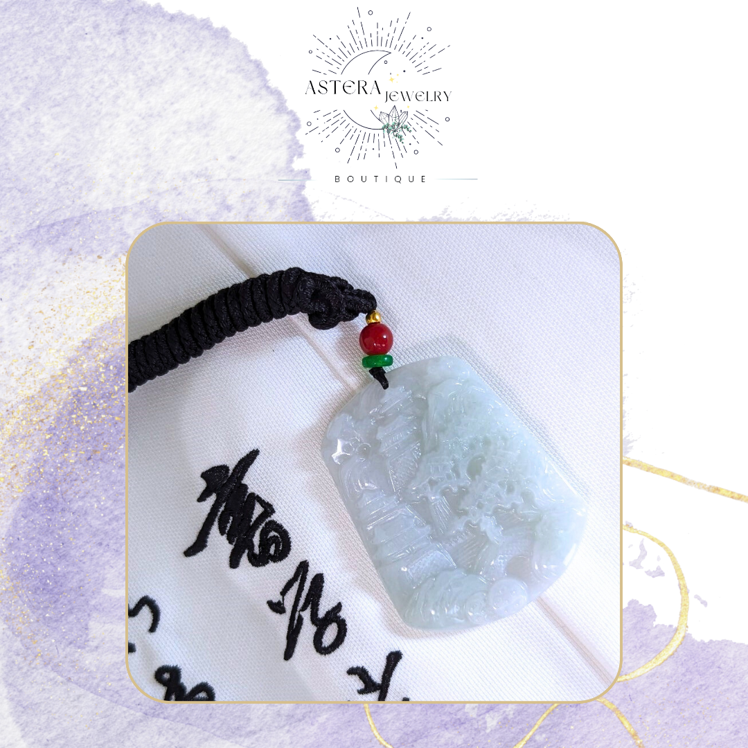 天然緬甸A貨翡翠~青嵐山水牌（項鍊）