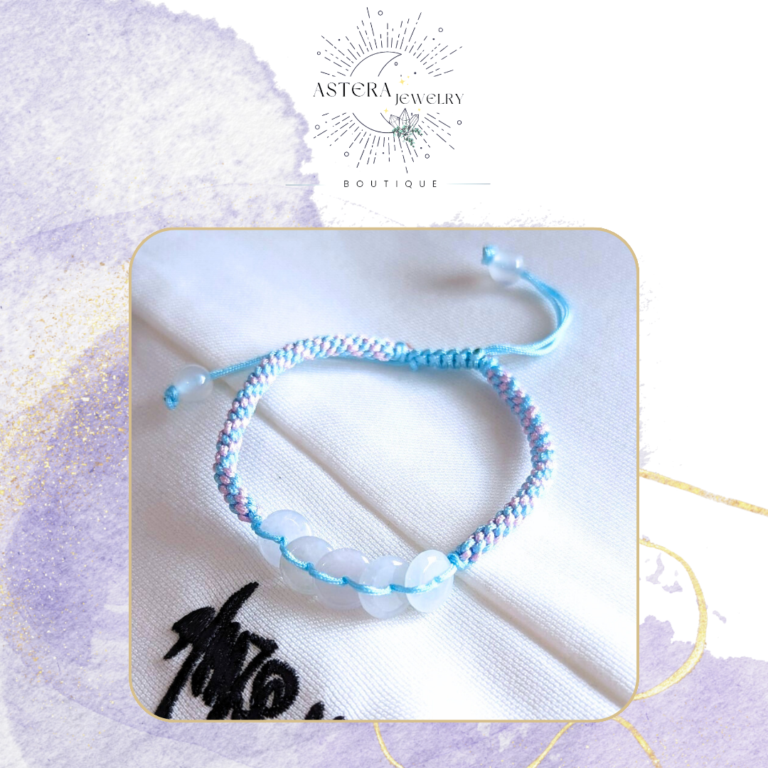 天然緬甸A貨翡翠~天青玉結手鍊