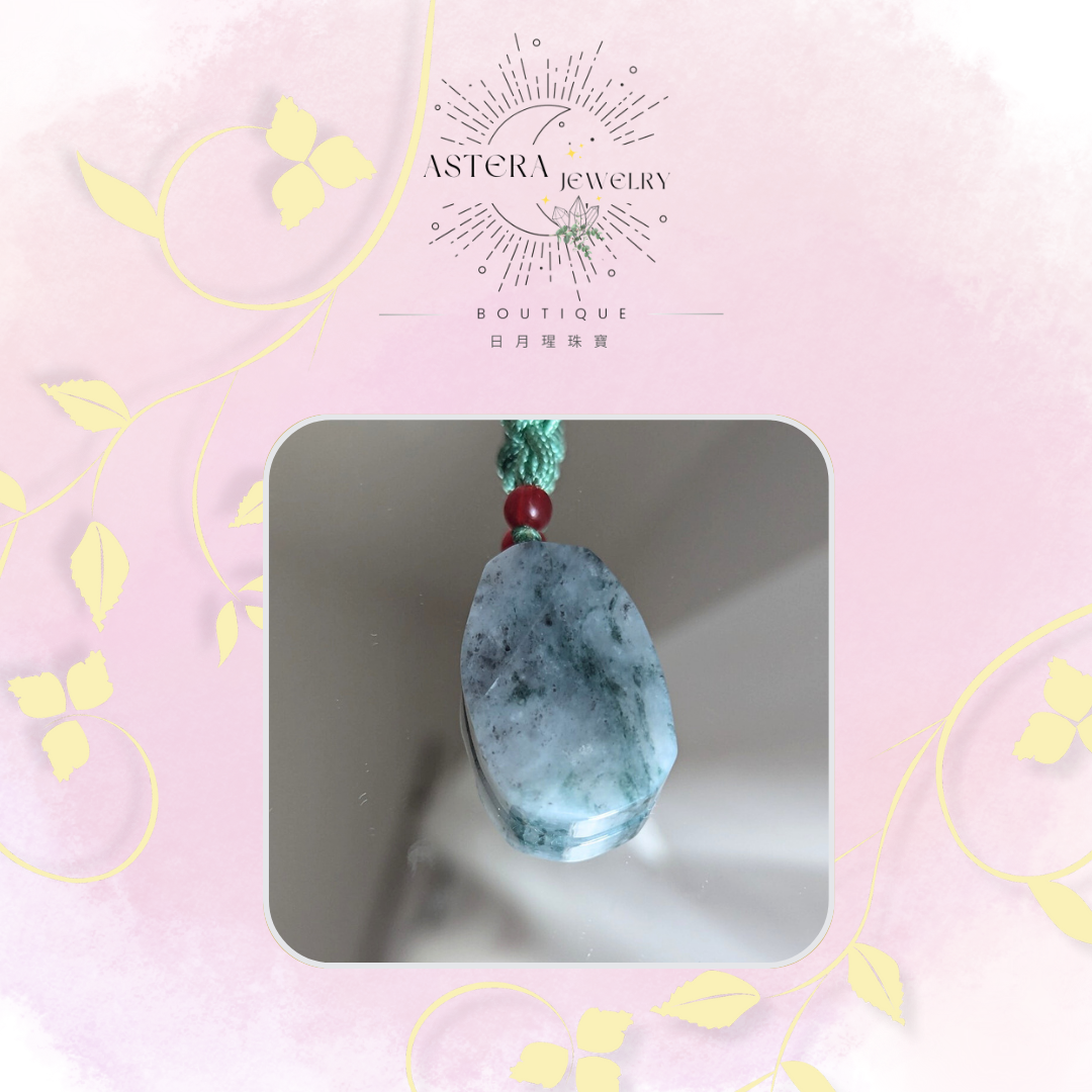 天然緬甸A貨翡翠~水墨青山無事牌（項鍊）