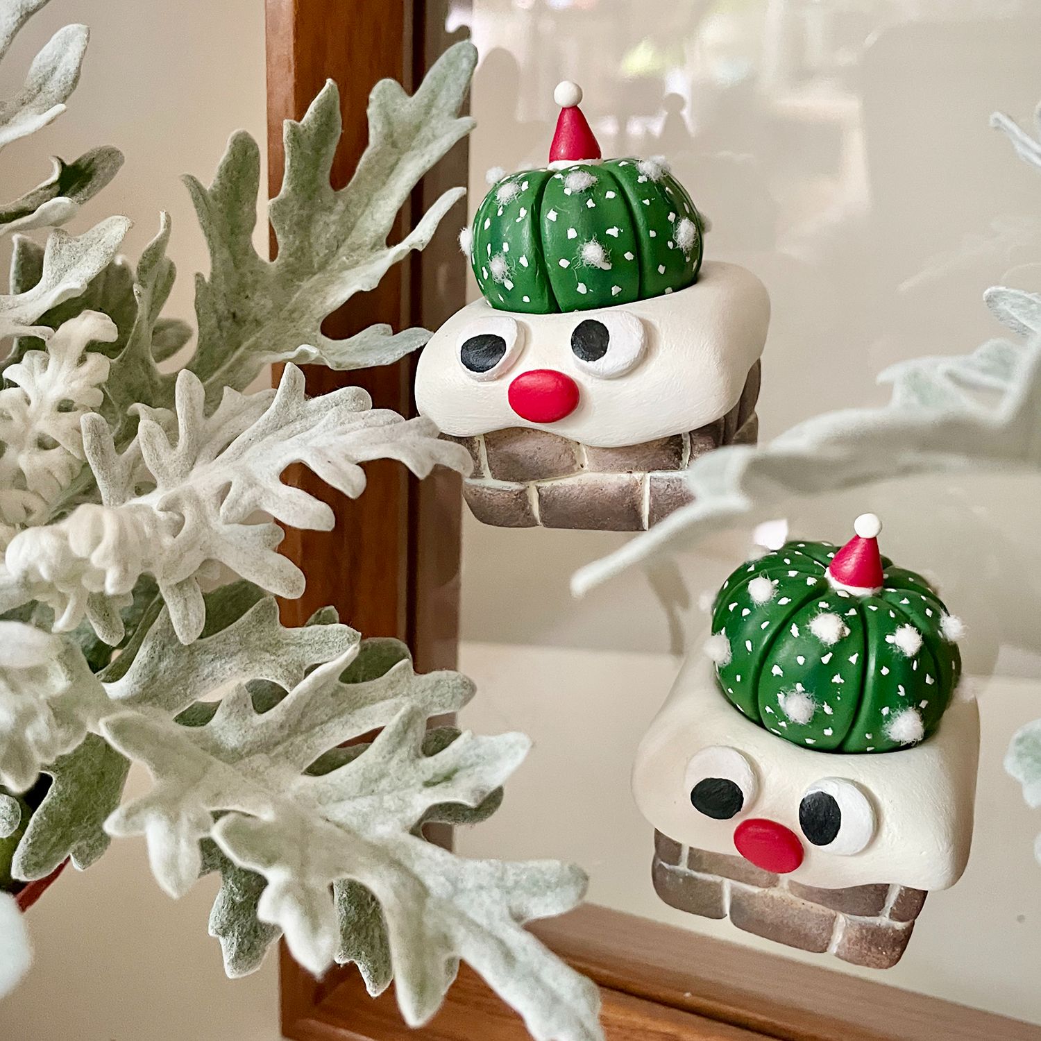 【現貨】雪煙囪聖誕星兜磁鐵。軟陶黏土植物 磁植系列