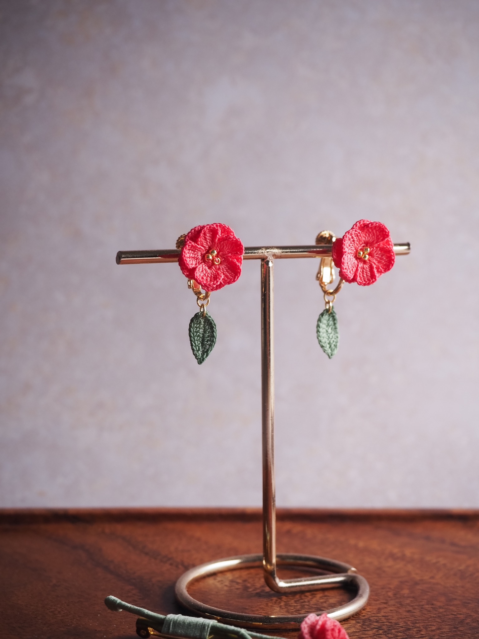 山茶花耳夾