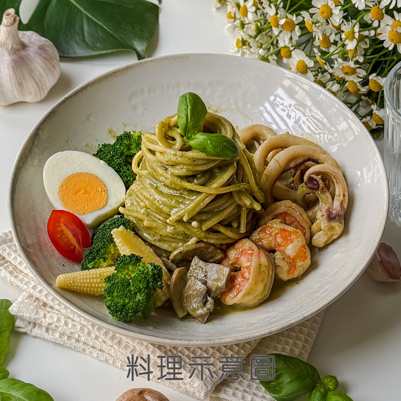 羅勒青醬海鮮義大利麵