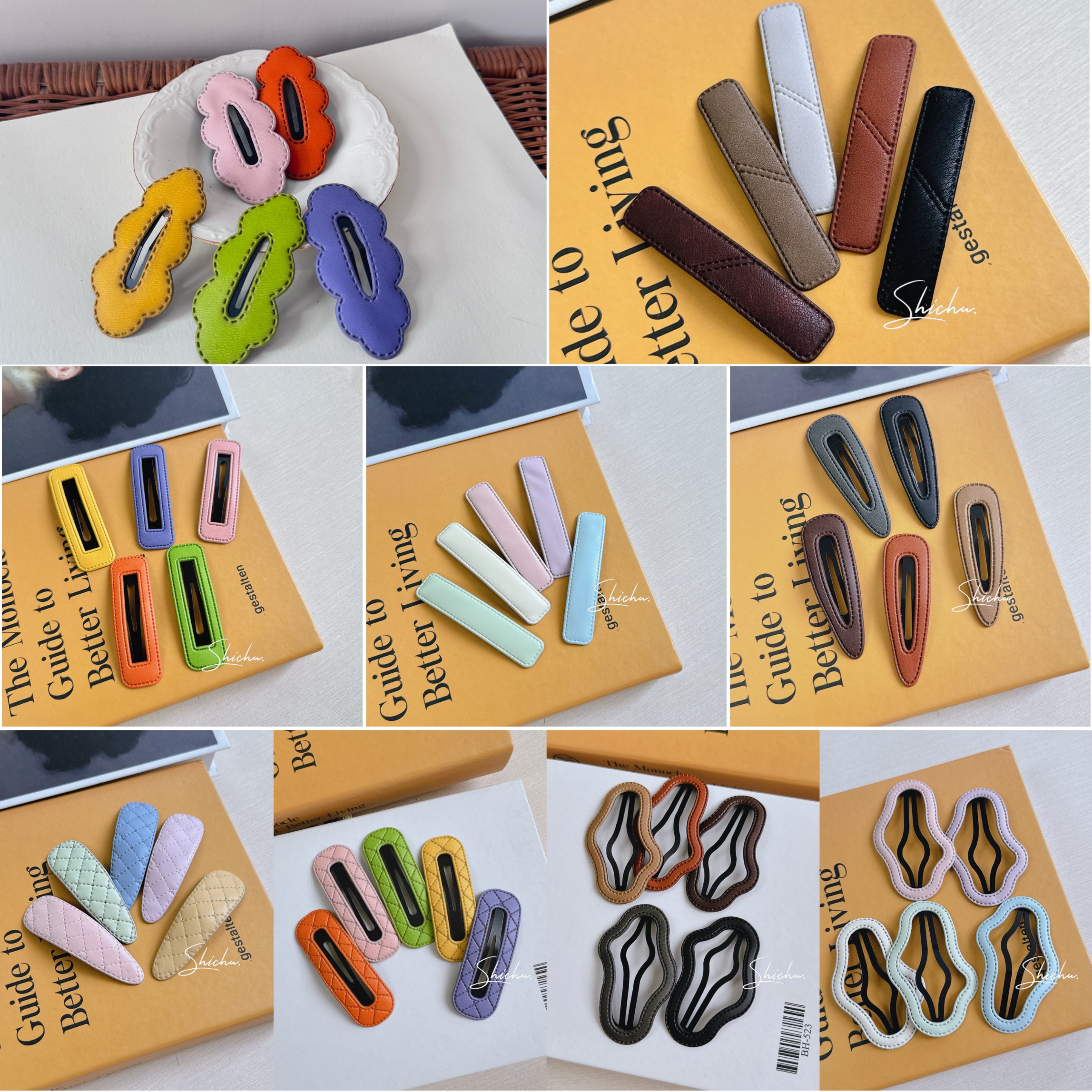 各種基本款素面皮質髮夾瀏海夾