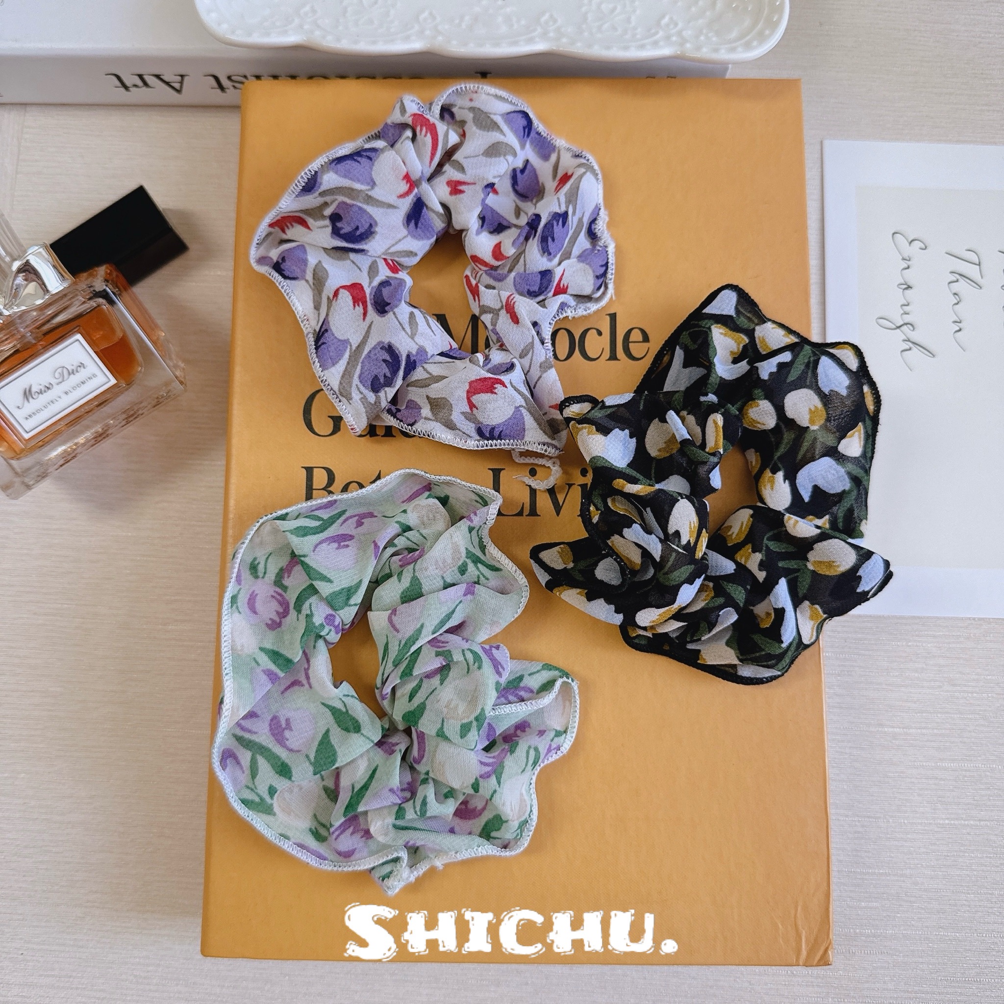 輕薄雪紡彩繪花腸圈