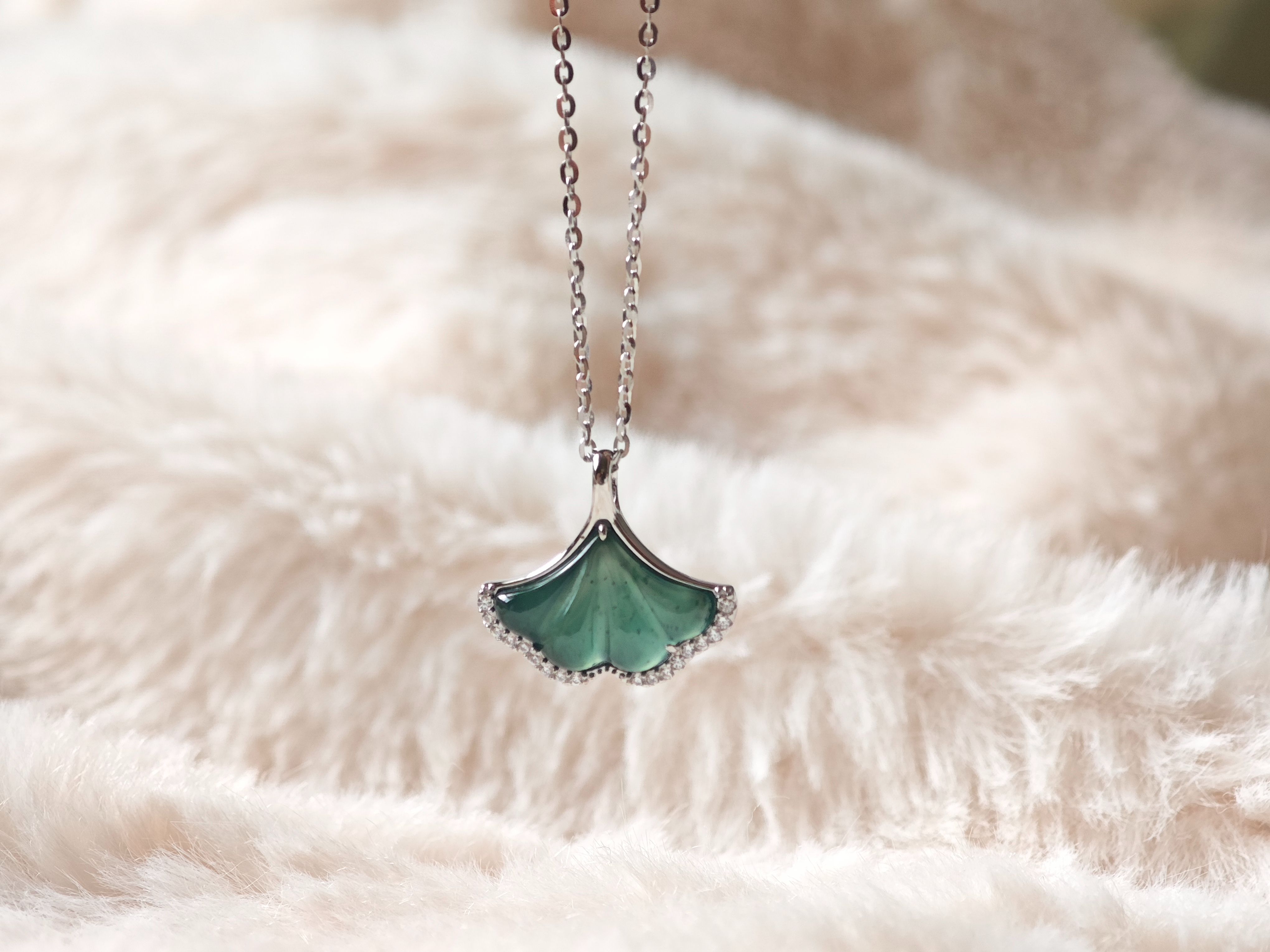 Mu_選品•杏 天然瓜地馬拉翡翠s925純銀項鍊