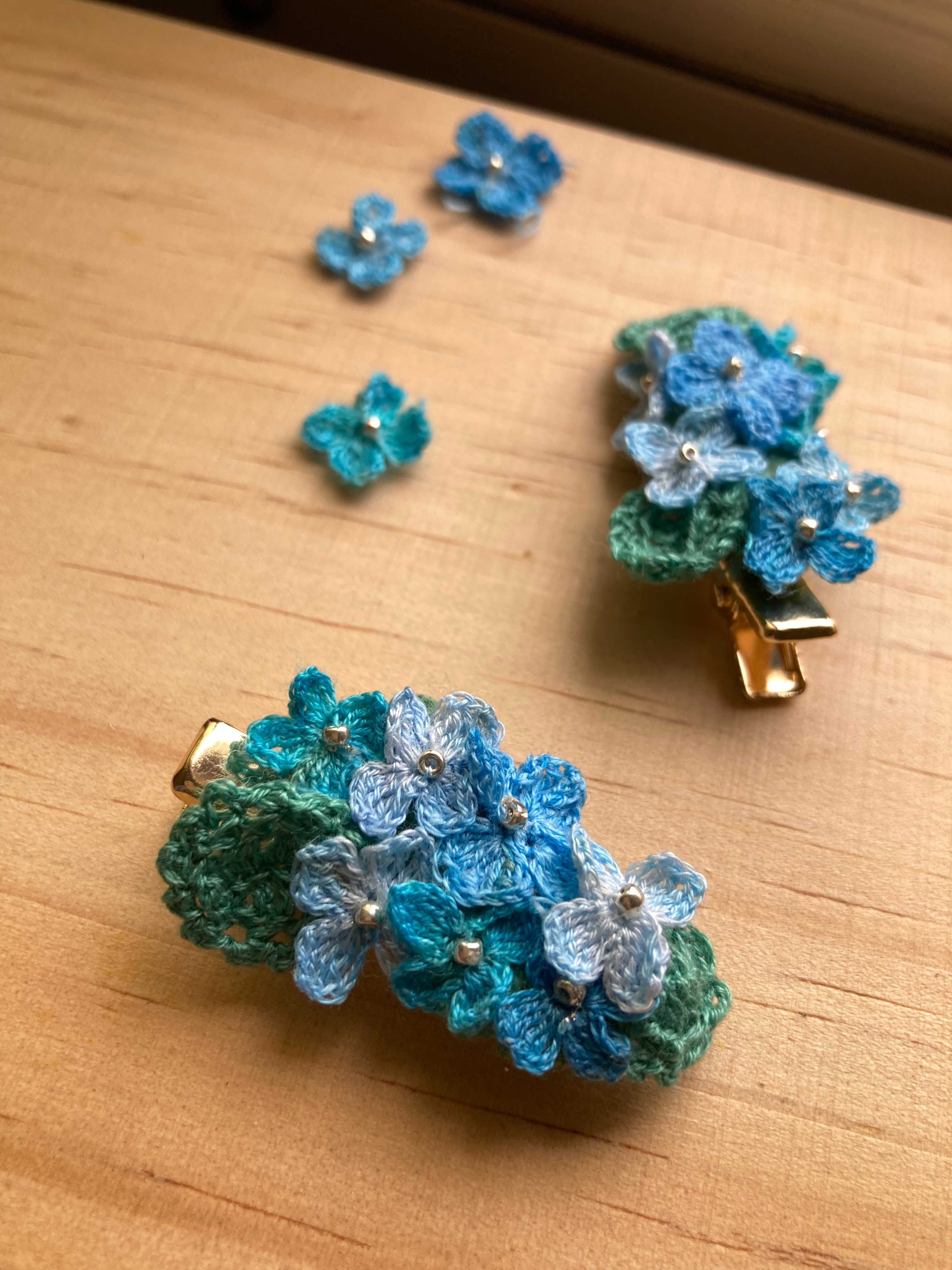 【手作飾品系列】 鉤針編織  滿滿紫陽花髮夾