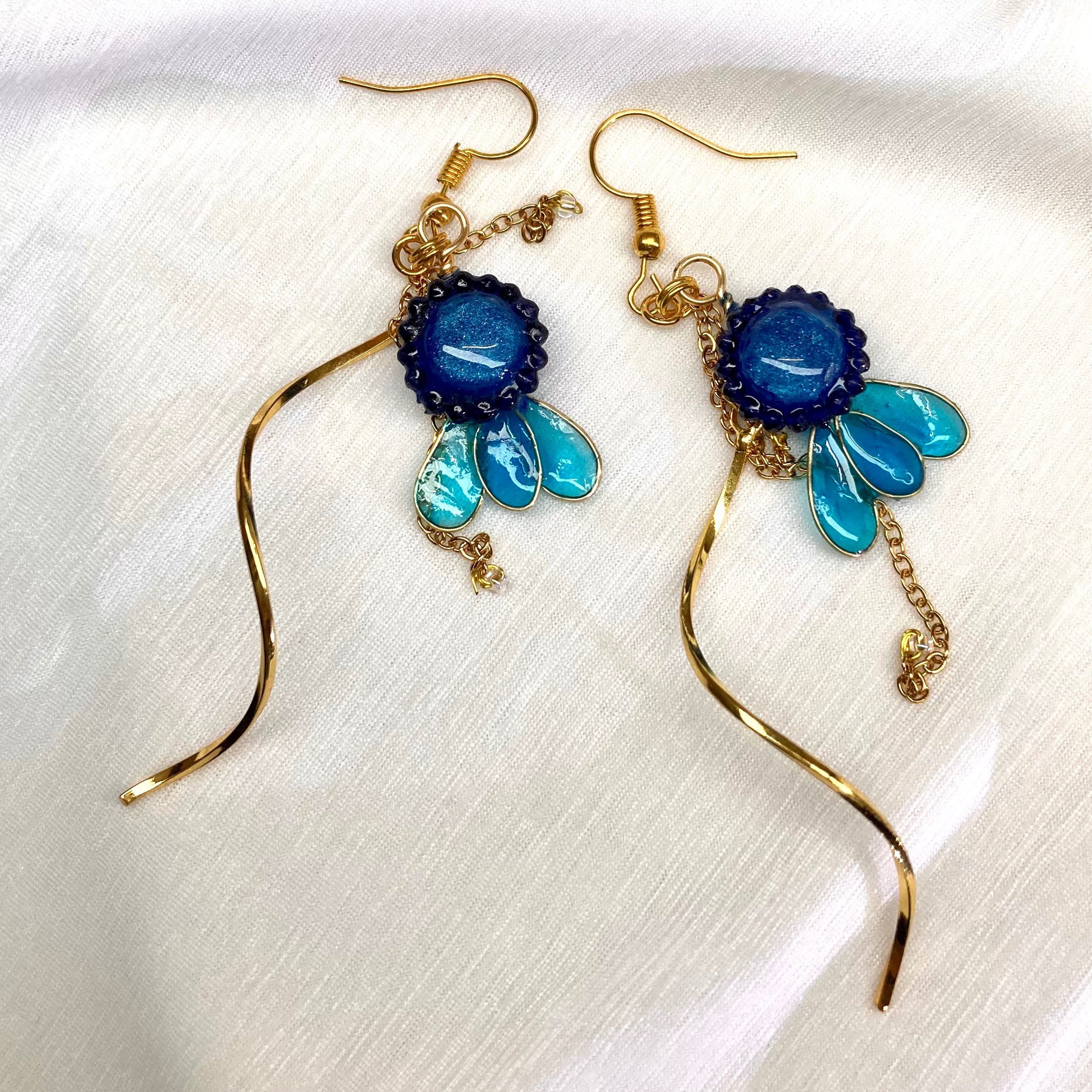 藍色系小珠耳環（耳針請備註）