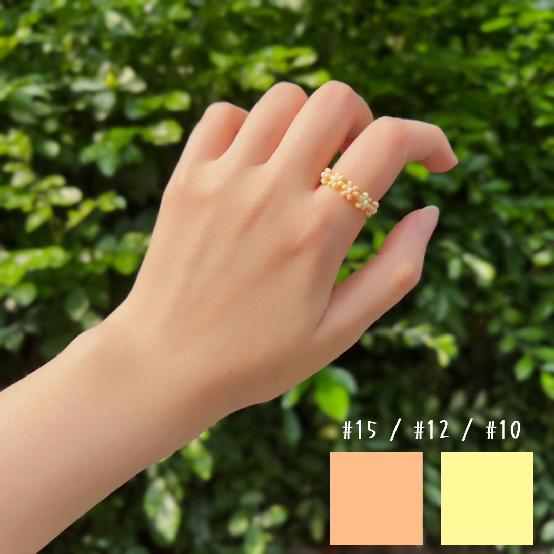 《Y2K x 韓系》嫩橘 × 鵝黃 雙色小花戒指