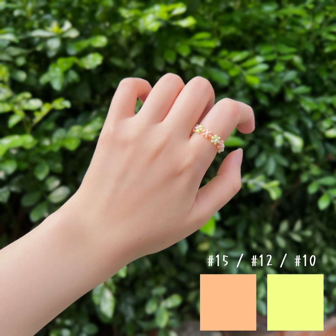 《Y2K x 韓系》嫩橘 × 萊姆綠 撞色花圈戒指