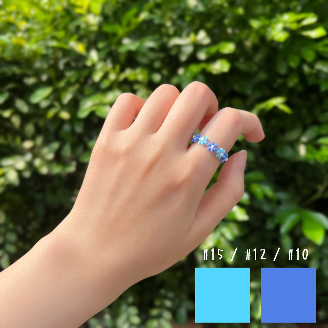 《Y2K x 韓系》水藍 × 霧藍 撞色花圈戒指