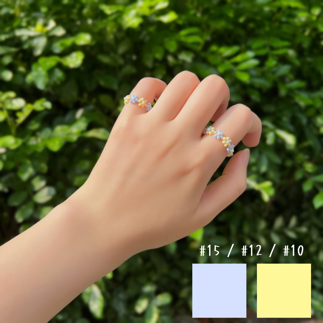 《Y2K x 韓系》寶寶藍 × 鵝黃 撞色花圈戒指