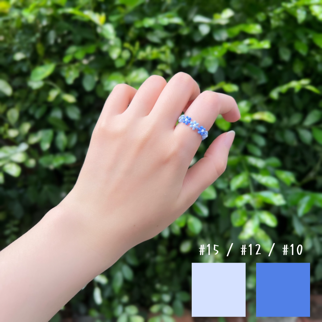 《Y2K x 韓系》寶寶藍 × 霧藍 撞色花圈戒指