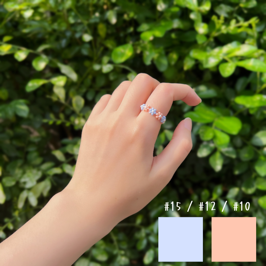 《Y2K x 韓系》寶寶藍 × 莓粉 撞色花圈戒指