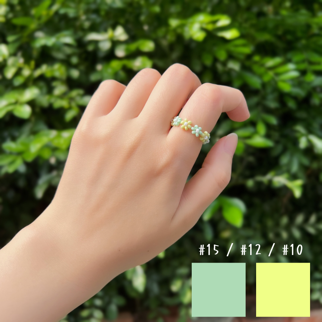 《Y2K x 韓系》薄荷綠 × 萊姆綠 撞色花圈戒指