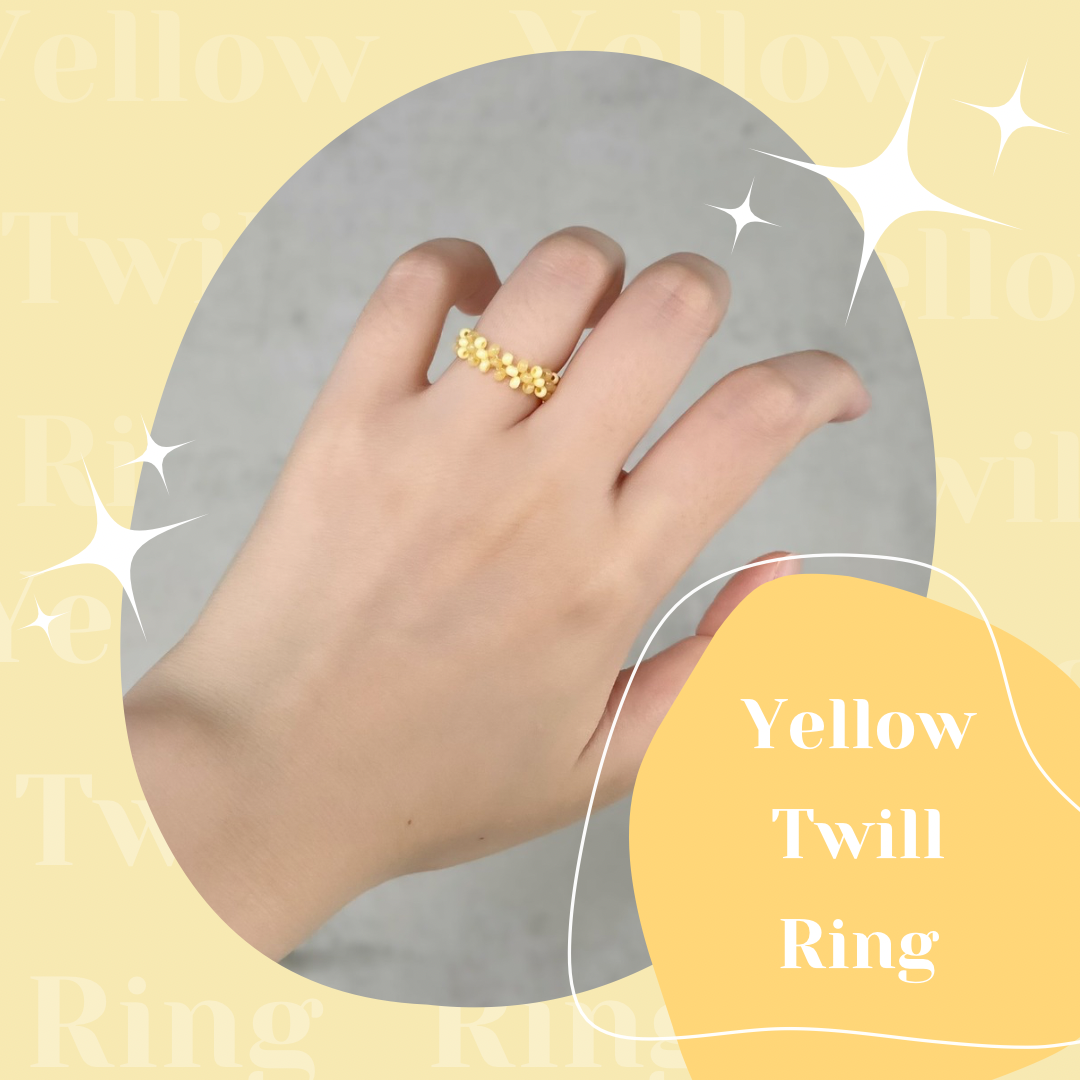 colorbump Y2K 果凍感 斜紋串珠戒指-黃