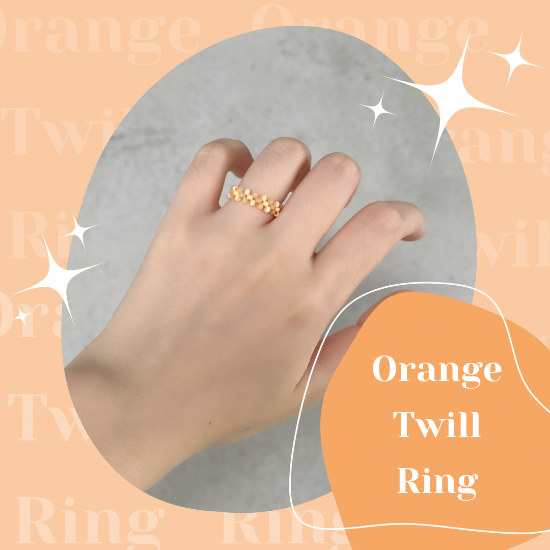 colorbump Y2K 果凍感 斜紋串珠戒指-橘