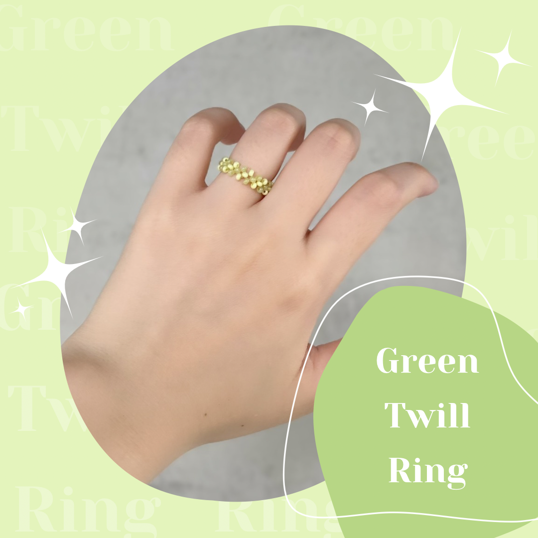 colorbump Y2K 果凍感 斜紋串珠戒指-綠