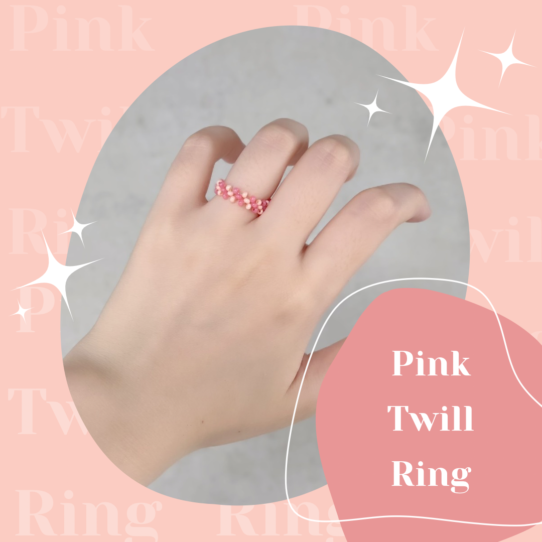 colorbump Y2K 果凍感 斜紋串珠戒指-粉