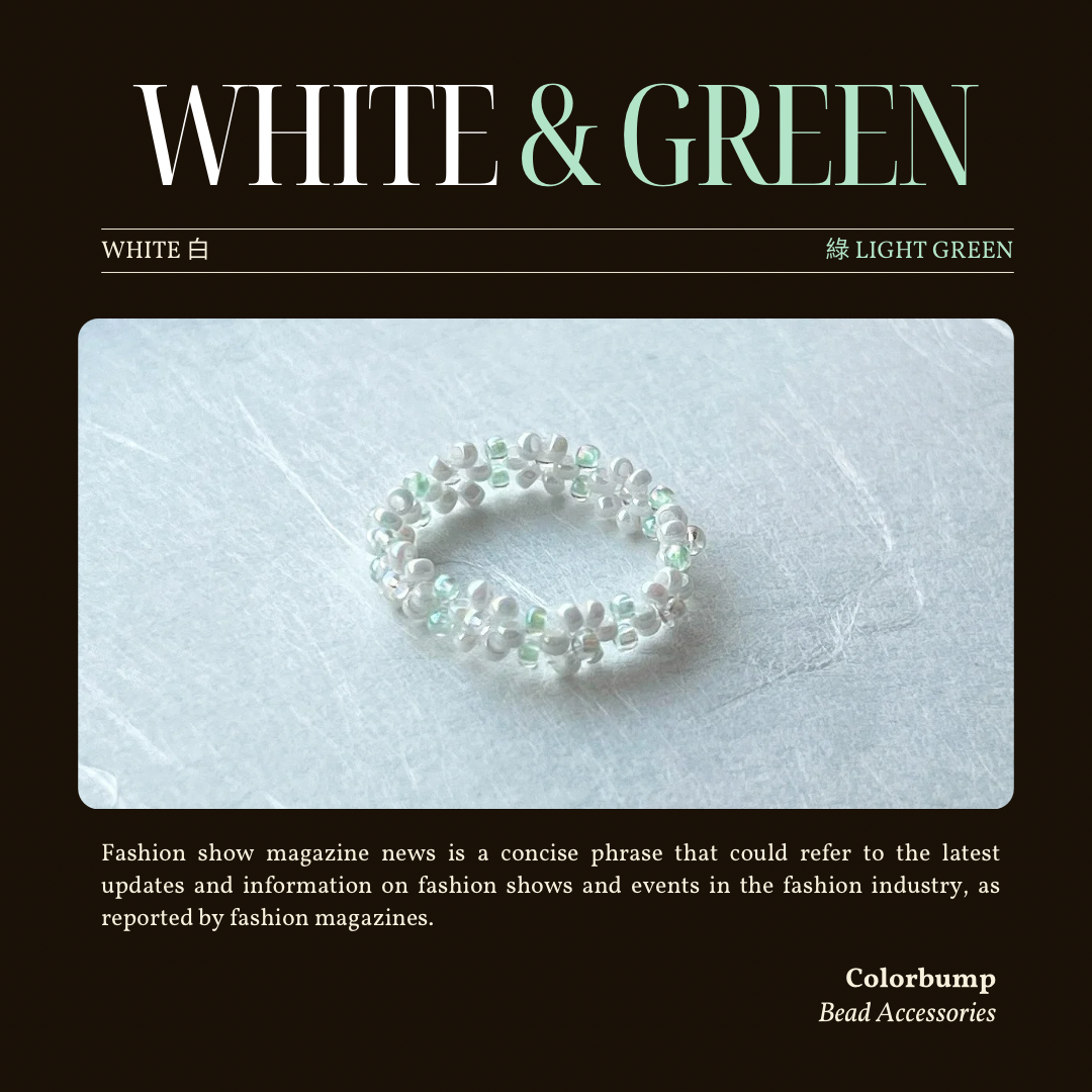 colorbump 氣質俏皮小白花串珠戒指-綠