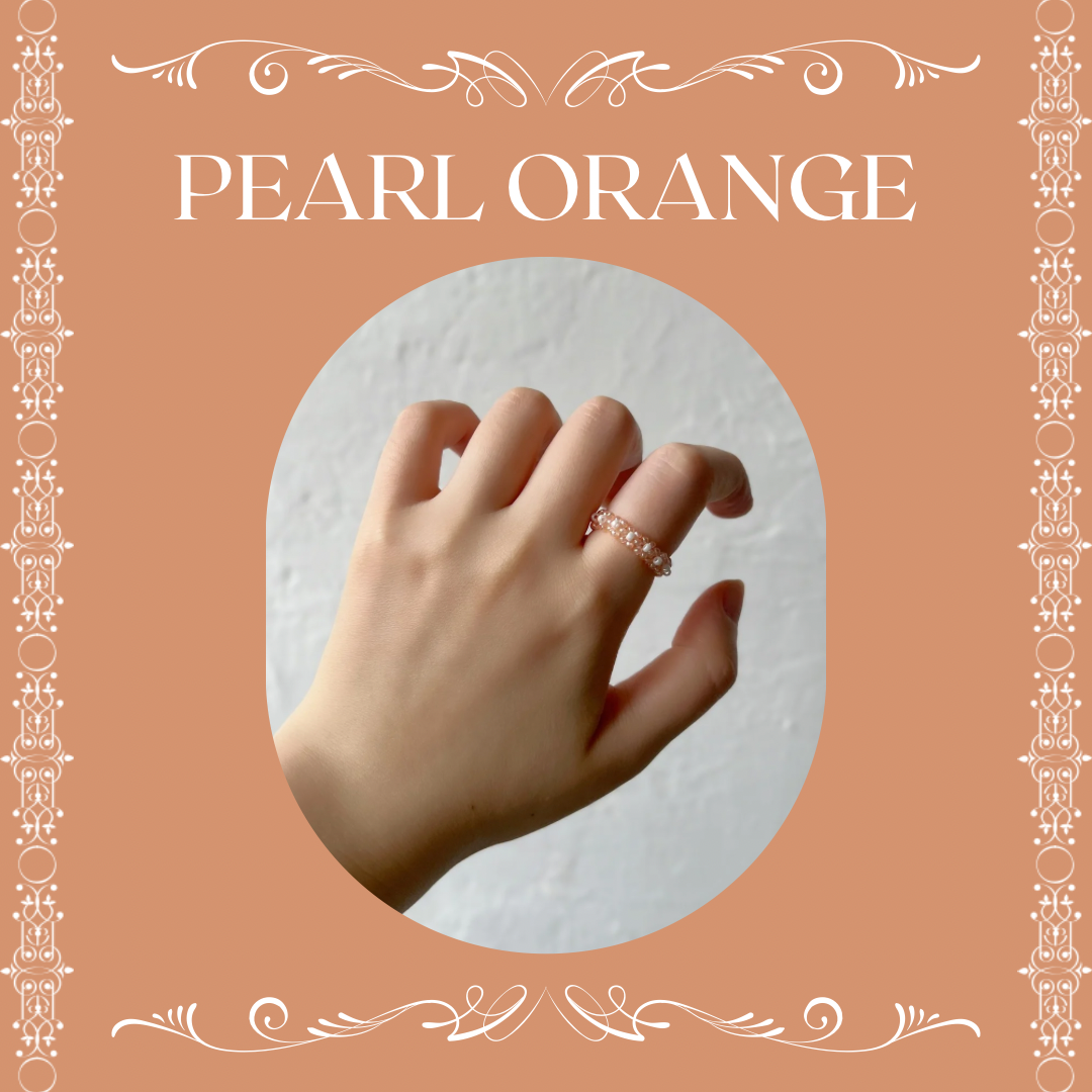 colorbump 古典系列 氣質串珠戒指-珍珠橘