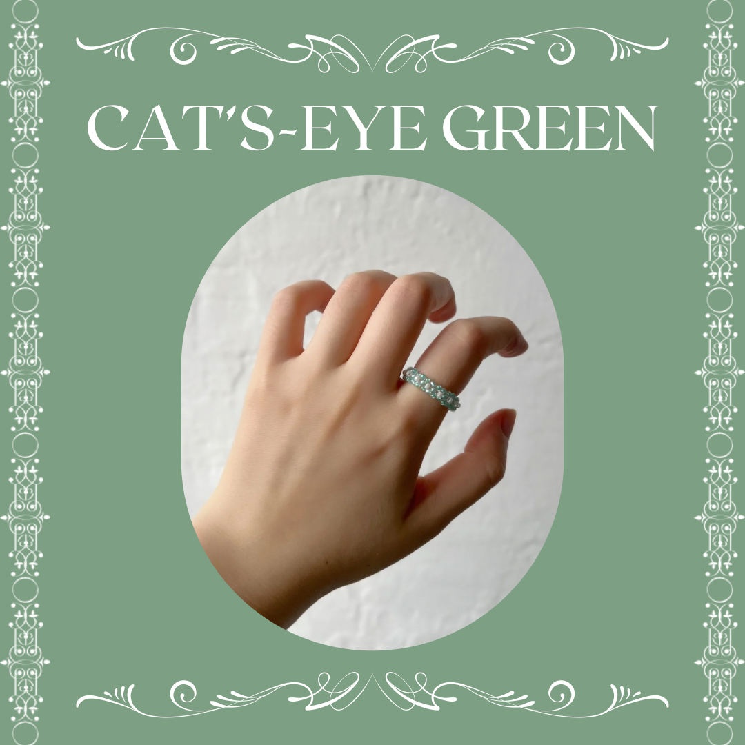colorbump 古典系列 氣質串珠戒指-貓眼綠