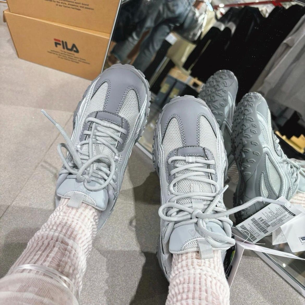 FILA ECHAPPE MS 韓韶禧同款 網眼 復古 灰 男女