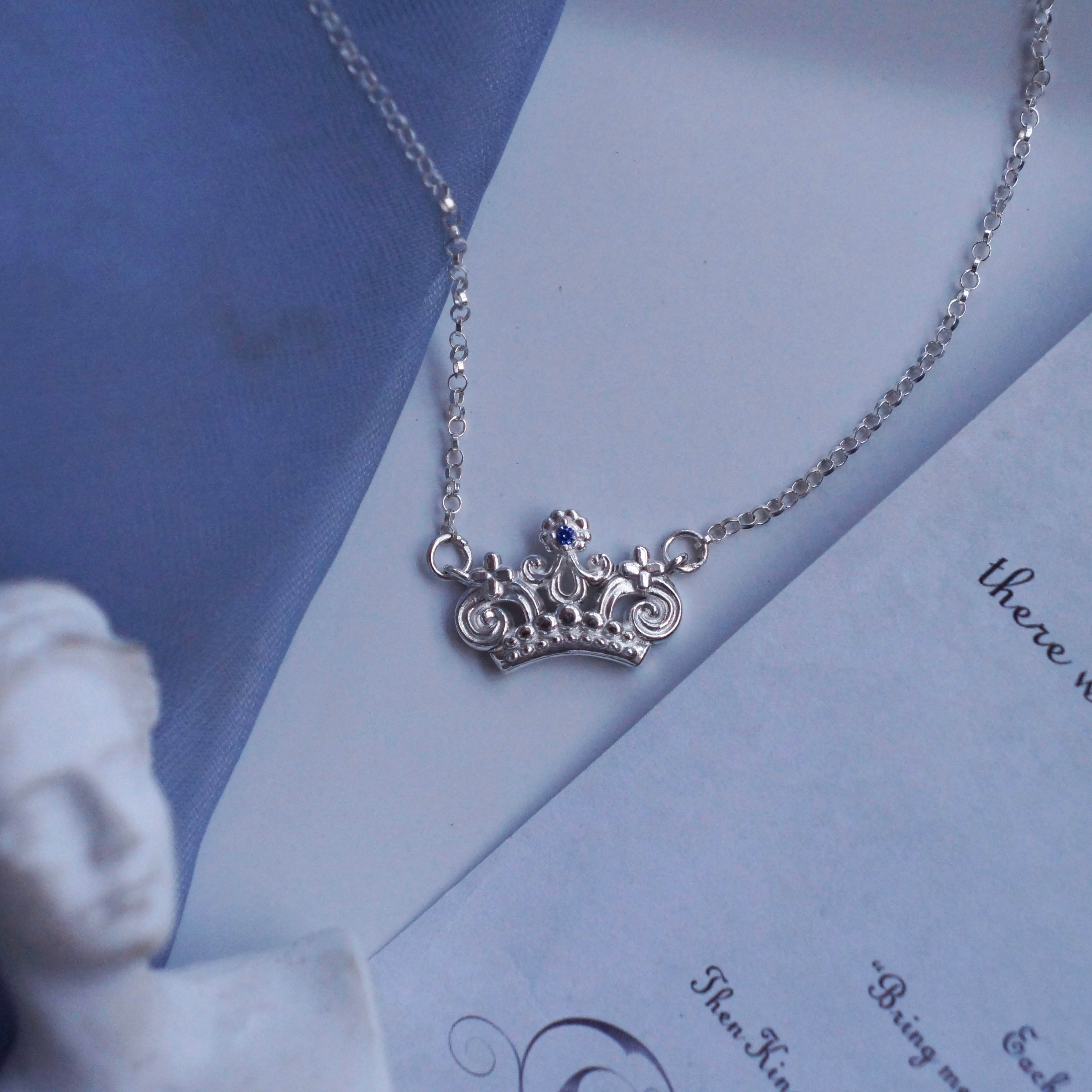 女王王冠項鍊 藍寶石 925銀