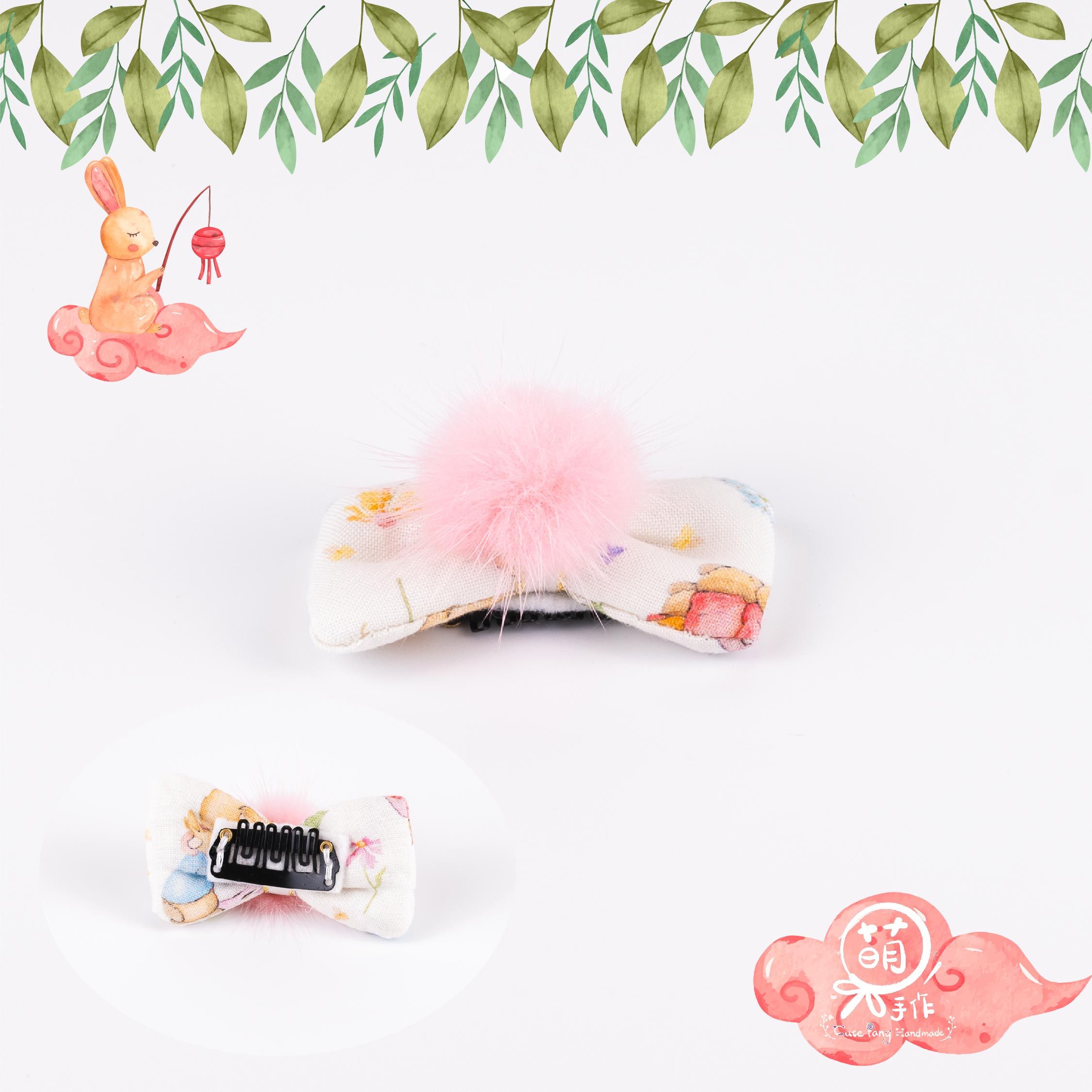 萌糖手作｜秋香滿庭之豐收玉兔手工髮夾 中秋 毛孩髮夾 寵物髮飾 寵物髮夾 寵物髮飾 寵物手作髮夾蝴蝶結 蕾絲 手工髮夾