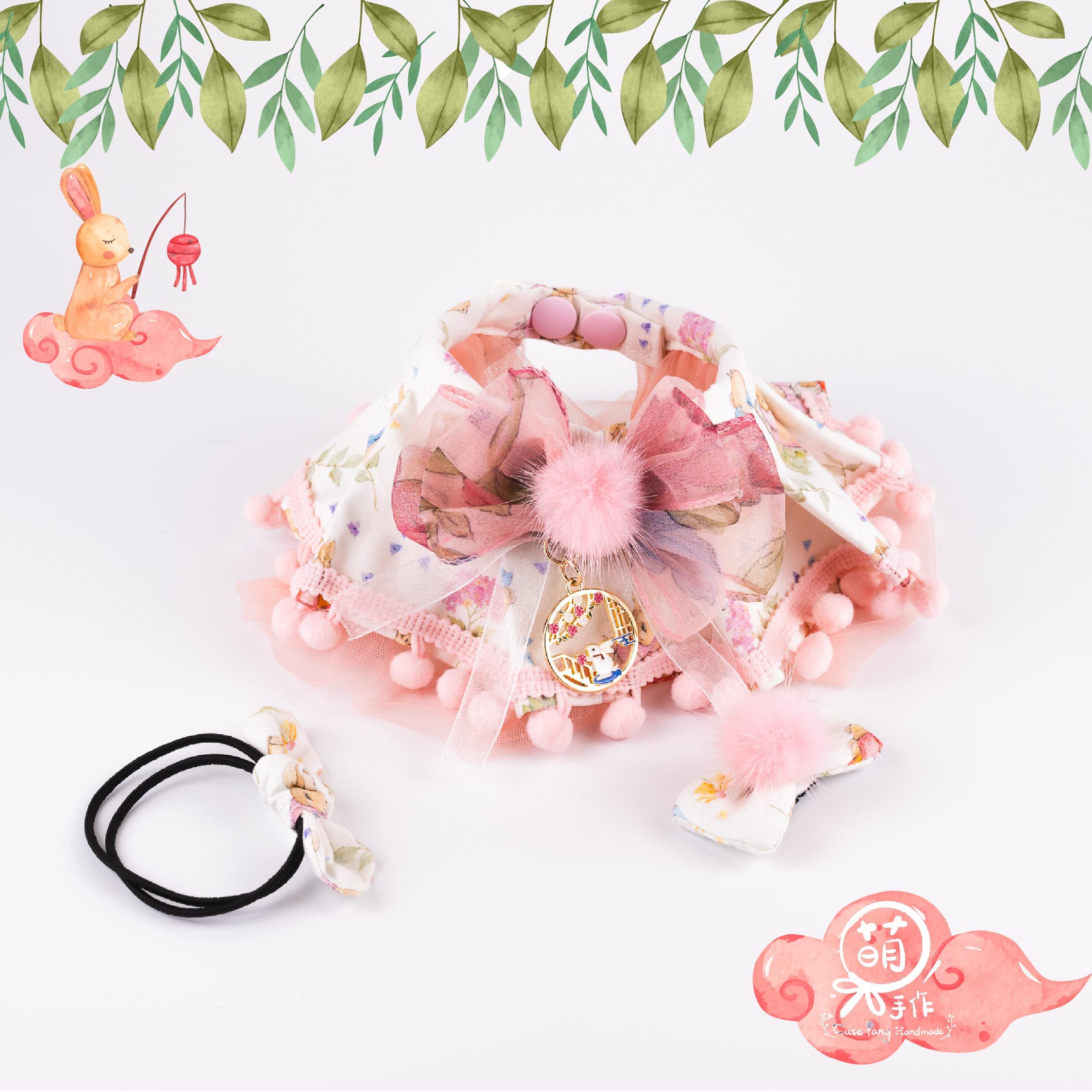 萌糖手作｜秋香滿庭之豐收玉兔花嶺 中秋寵物領巾 狗狗領巾 貓咪領巾狗狗脖圍 貓咪脖圍 寵物項圈 貓咪項圈 狗狗項圈 客