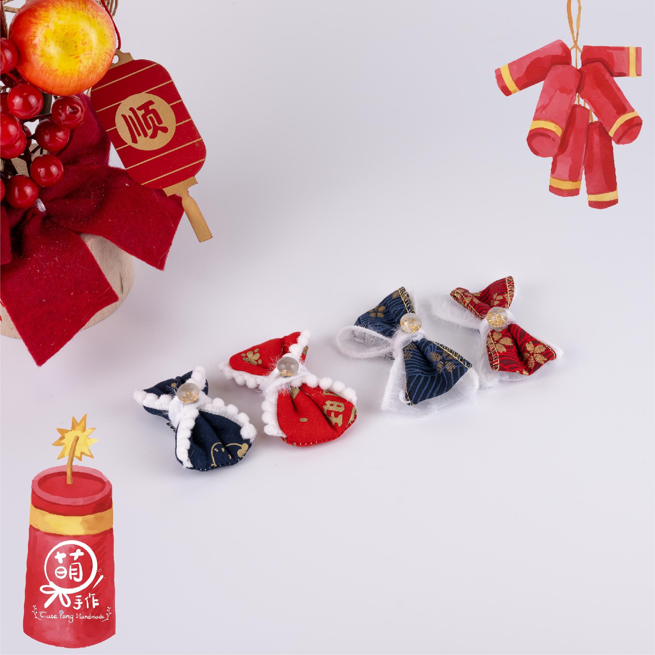 萌糖手作｜蛇年奉茶小官/熹小主/旺旺錦鯉手工髮夾 毛孩髮夾 寵物髮飾 寵物髮夾 寵物髮飾 寵物手作髮夾蝴蝶結 手工髮