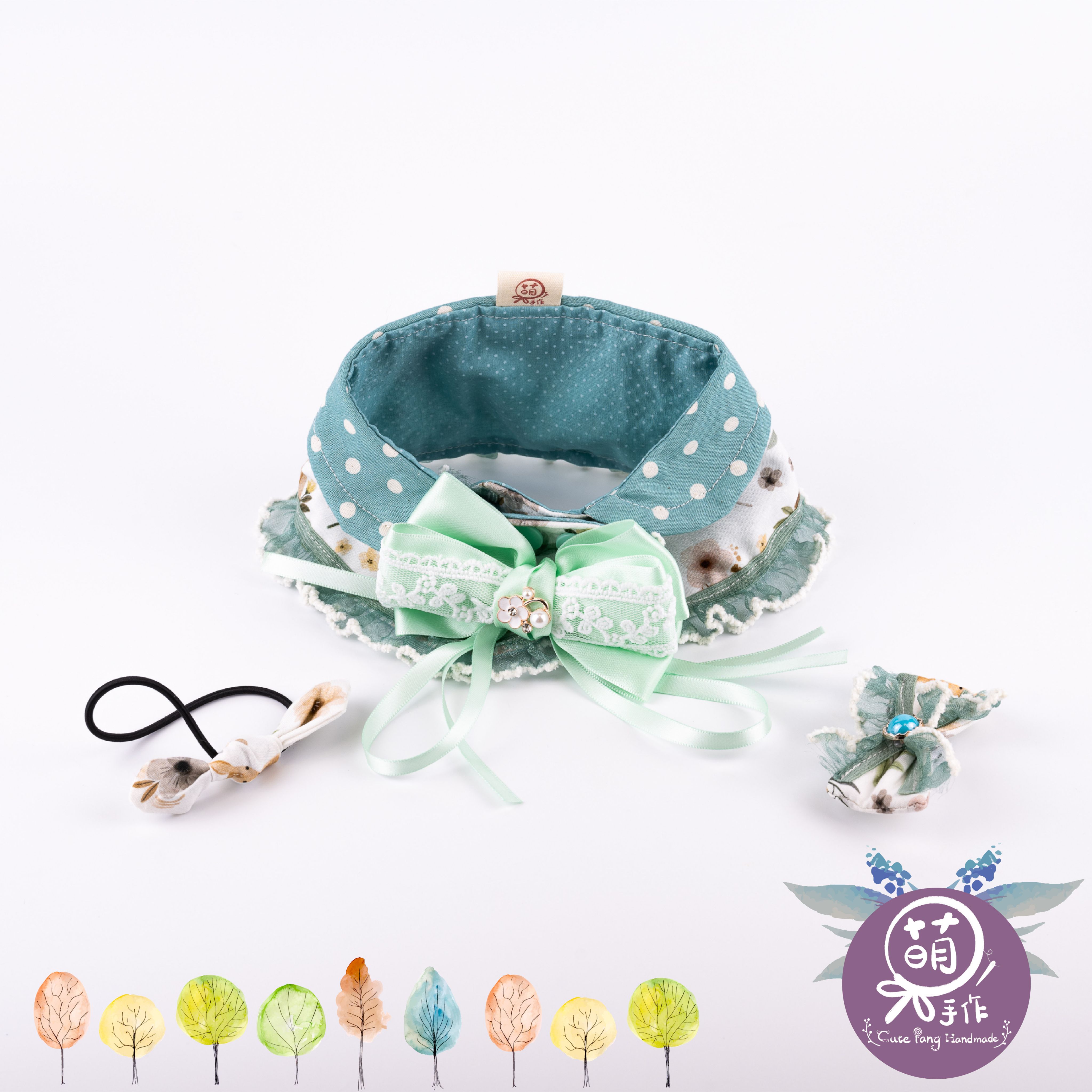 萌糖手作｜森林系妖精の披肩 披肩 寵物領巾 狗狗領巾 貓咪領巾狗狗脖圍 貓咪脖圍 寵物項圈 貓咪項圈 狗狗項圈