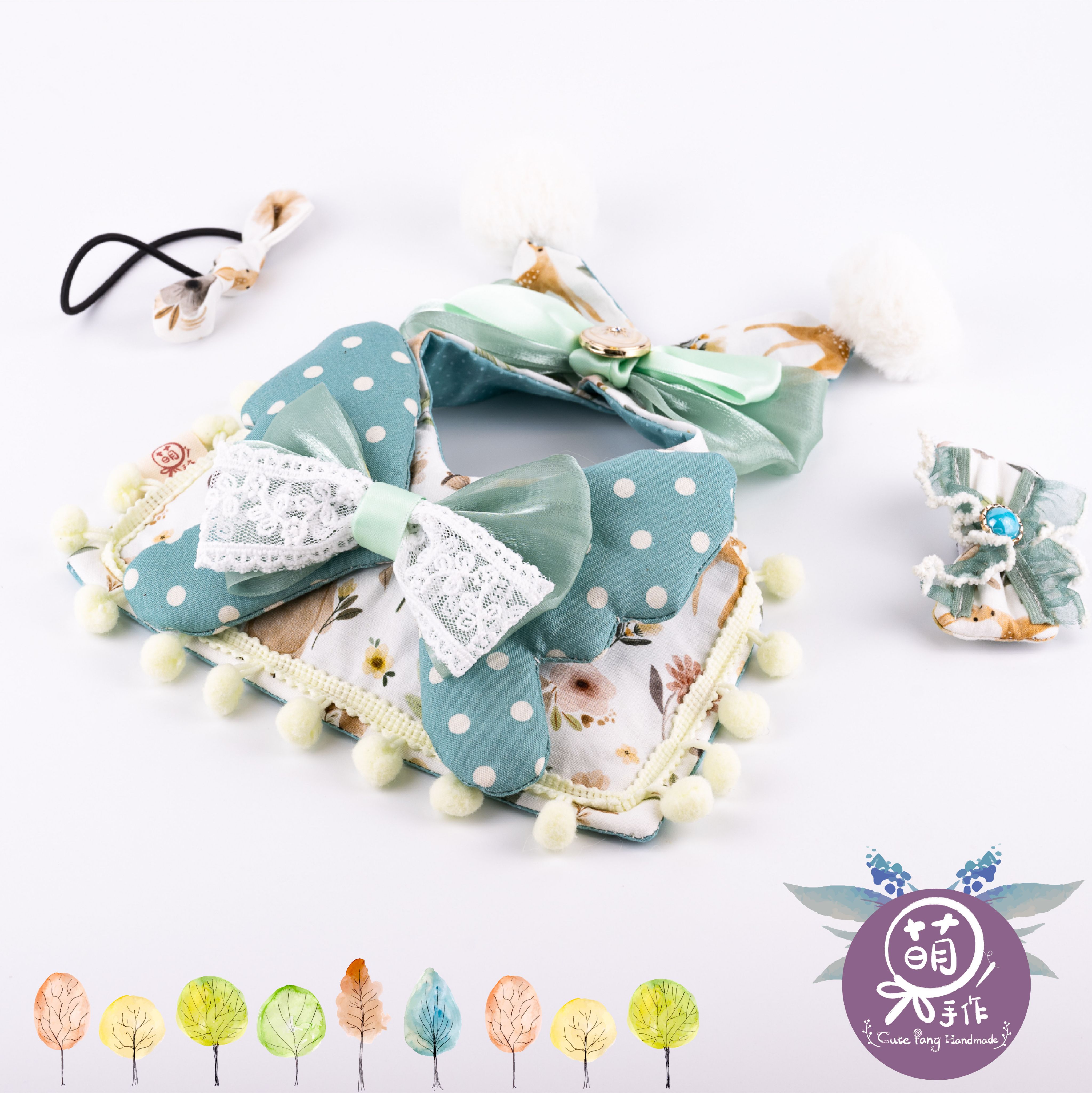 萌糖手作｜森林系妖精の披風 披風 寵物領巾 狗狗領巾 貓咪領巾狗狗脖圍 貓咪脖圍 寵物項圈 貓咪項圈 狗狗項圈