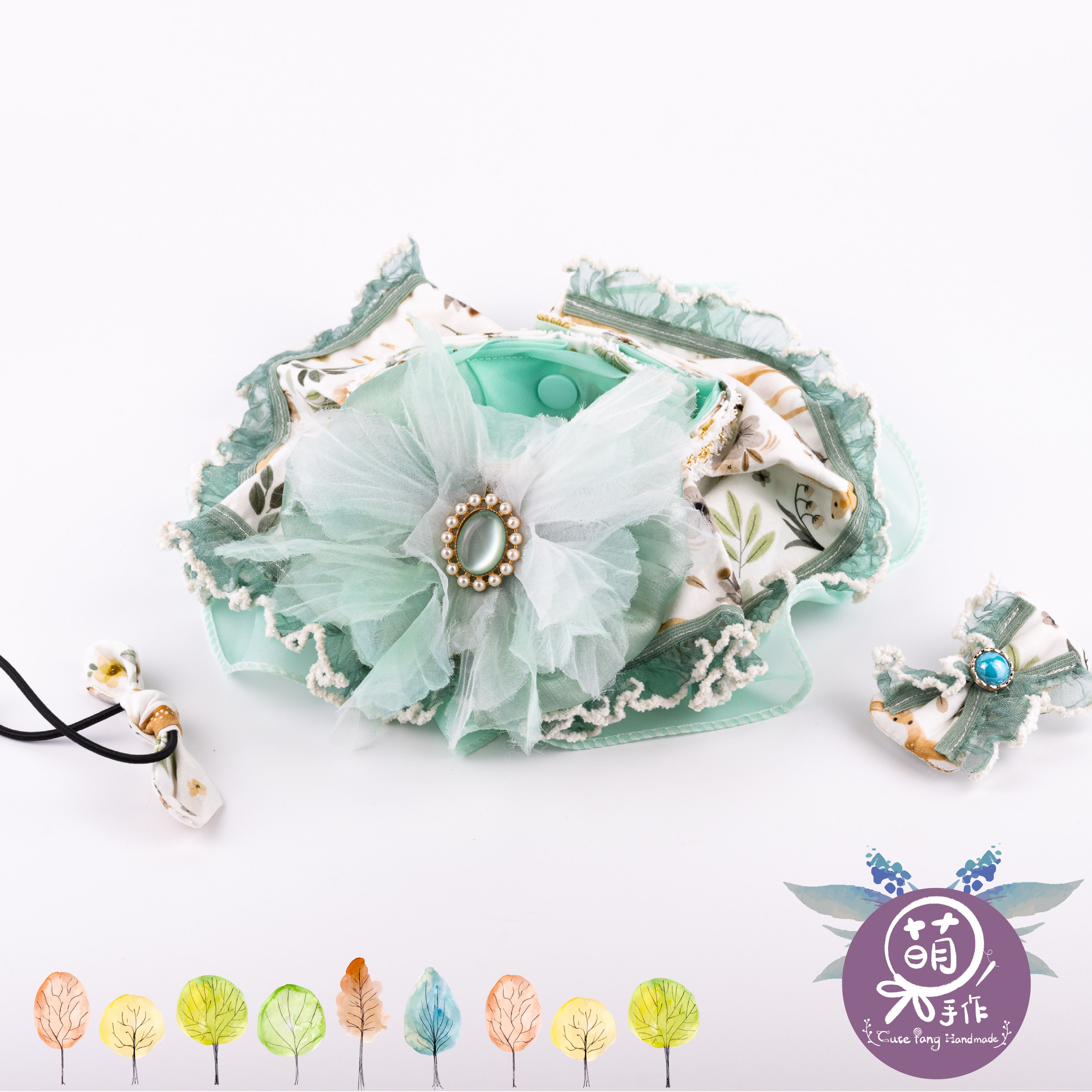 萌糖手作｜森林系妖精の花嶺 花嶺 寵物領巾 狗狗領巾 貓咪領巾狗狗脖圍 貓咪脖圍 寵物項圈 貓咪項圈 狗狗項圈